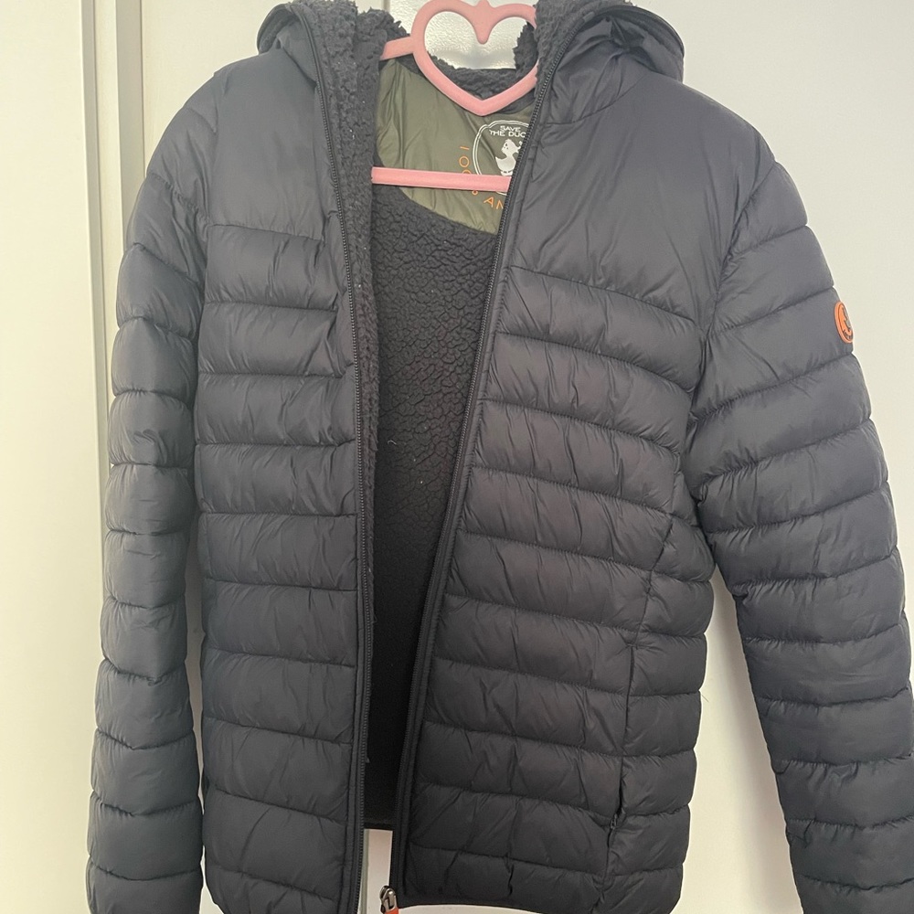 Save the Duck kids Lemy Faux Fur Lined Hoodie Quilted Jacket